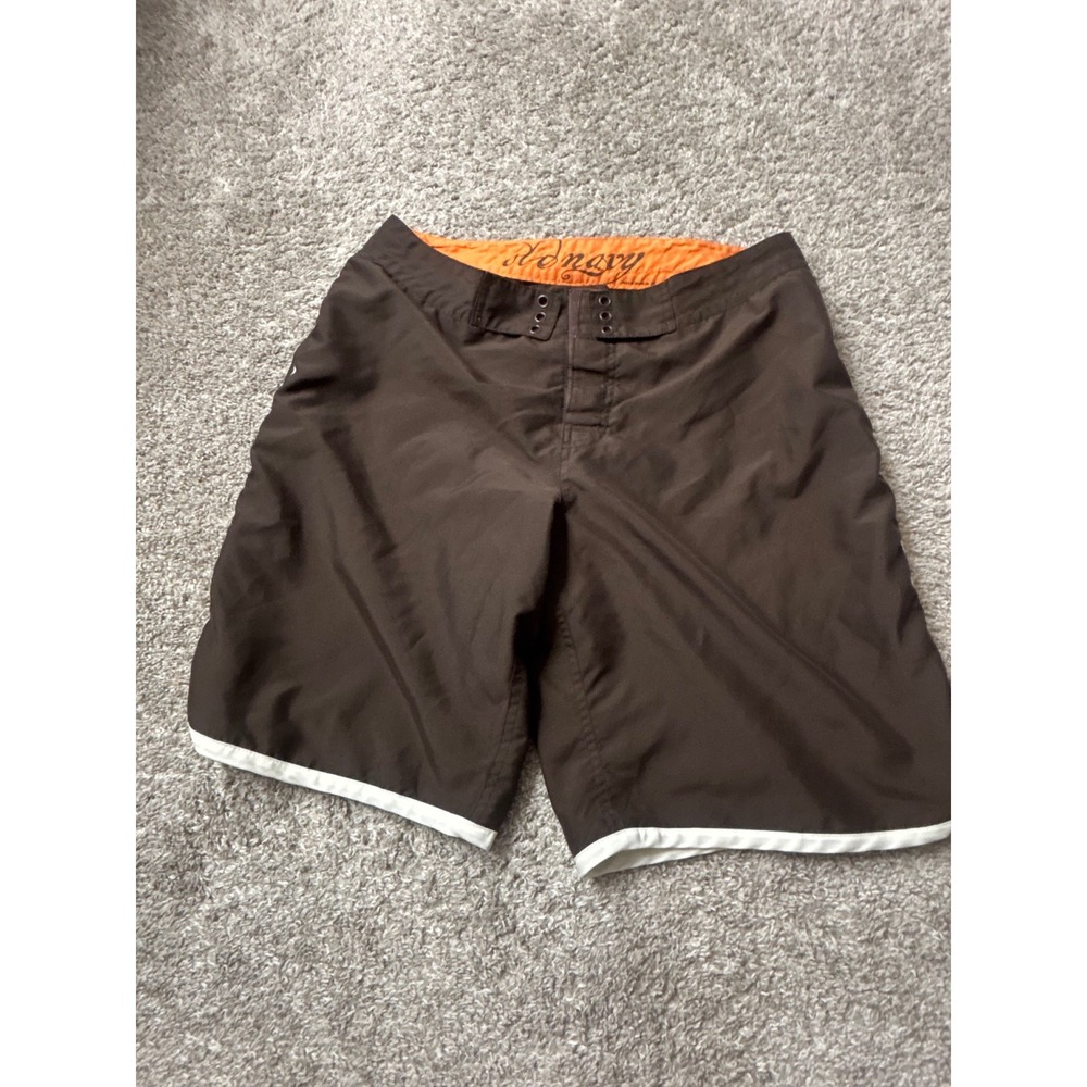 Old Navy Mens Board Shorts Brown Swim Trunks Medium Orange Mesh Lining SU06